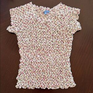 J. McLaughlin Kids Ruffled Top in Cream and Pink
